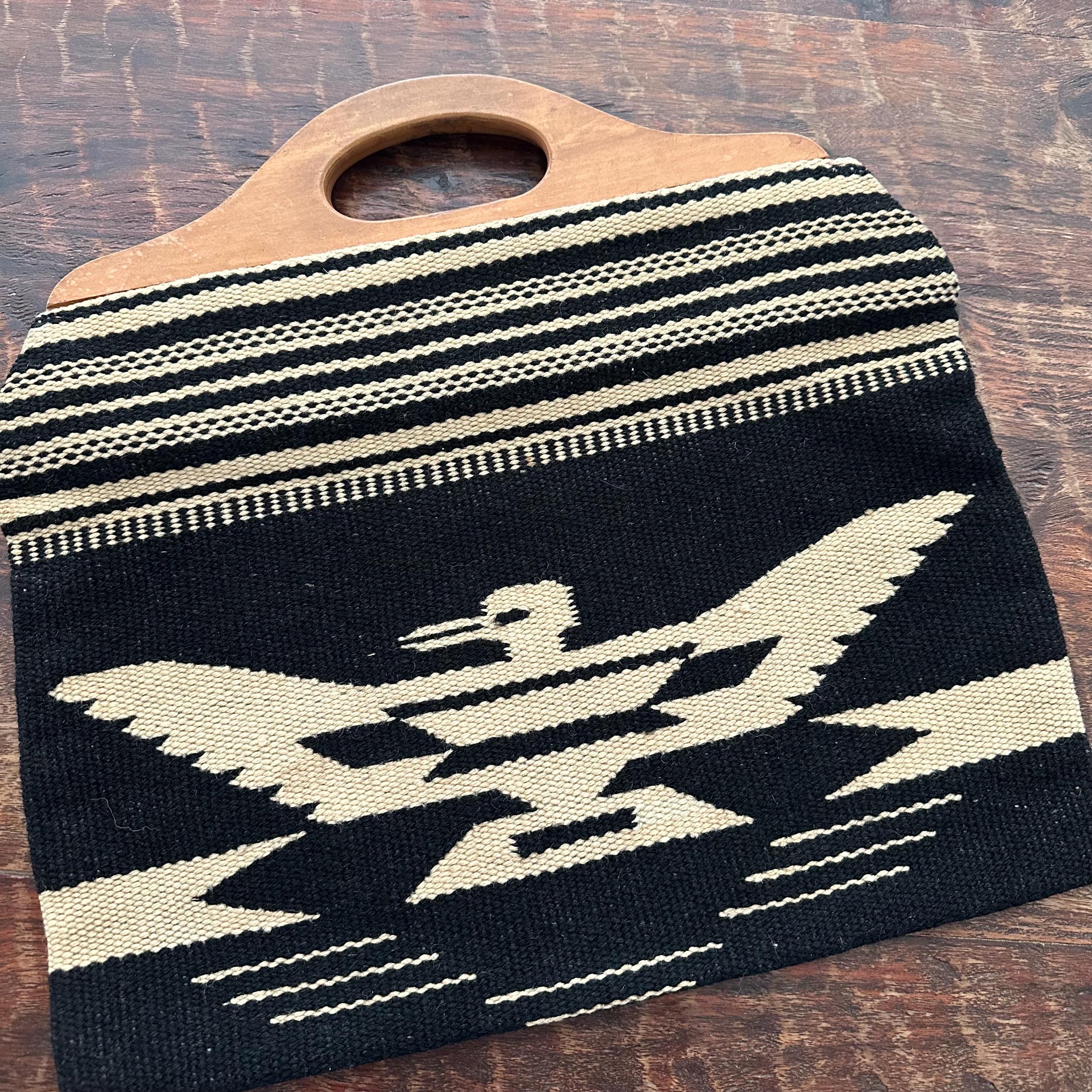 Vintage 1940's Chimayo Wool Handbag Wooden Handles - Etsy