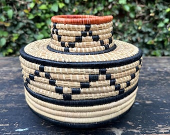 Handmade South African Zulu Palm Basket Decorative Home Decor