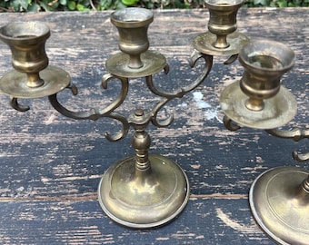 Vintage Brass Candelabra - 3-Arm- Taper Candle Holder