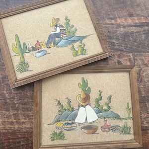 Vintage Hand Painted  Mexican Ranch Sombrero Wall Pictures Wall Art Home Decor