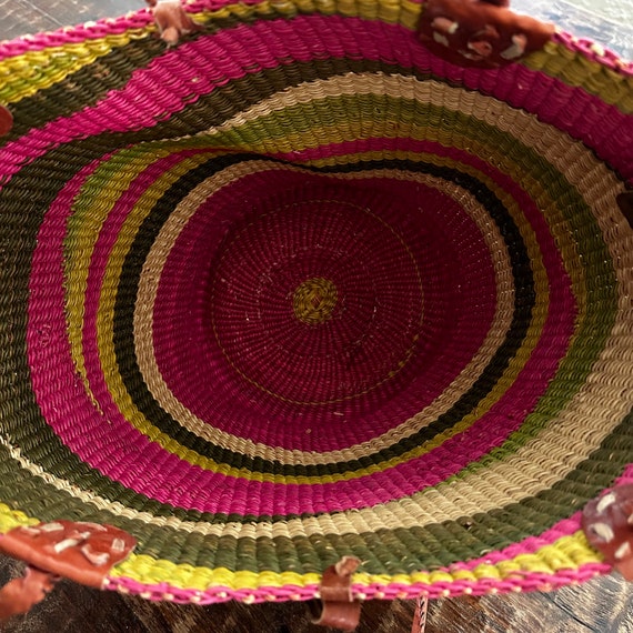 African Market Basket Woven Wicker Bright Colored… - image 6