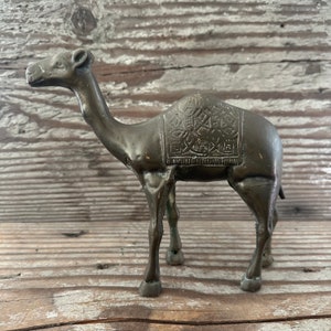 Vintage Brass Camel Statue Figurine Made in India Bohemian Home Decor
