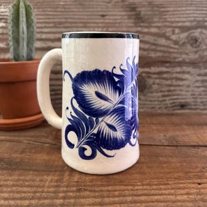 Large Handmade Talavera Coffee Mug Mexican Folk Art Ceramic Pottery