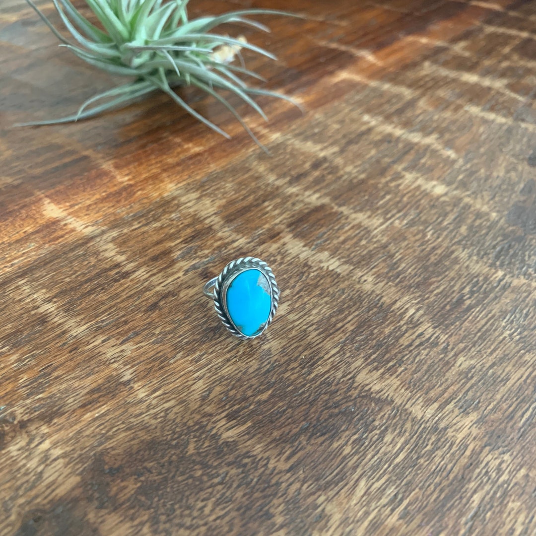 Vintage Sterling Silver Turquoise Stone Ring - Etsy