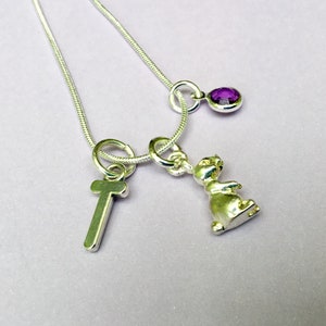 rabbit necklace rabbit birthstone rabbit pendant Easter necklace rabbit charm rabbit gift personalised rabbit rabbit initial rabbit jewelry
