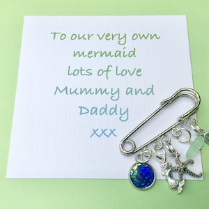 mermaid brooch mermaid  birthstone sea glass brooch mermaid charm mermaid gift personalised mermaid mermaid initial mermaid message