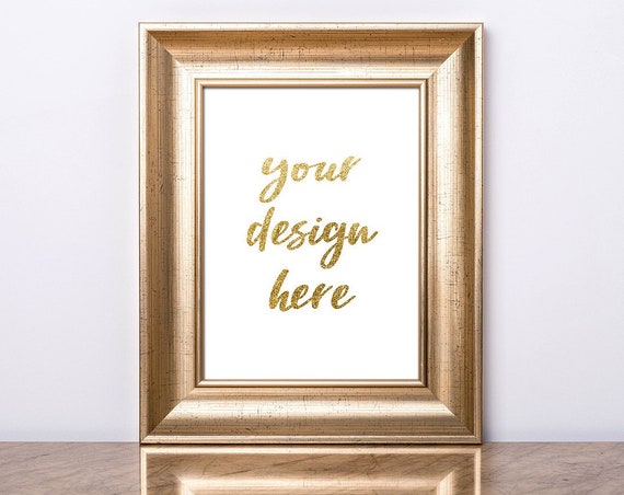 3x4 Gold Frame Mockup Vertical Frame Mockup Poster Mockup