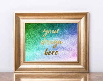 Download Free Gold Frame mockup, Horizontal frame mock-up, Poster mockup, Frame gold, Poster frame, Empty frame, Styled frame, Gold poster mock-up, 3x4 PSD Template