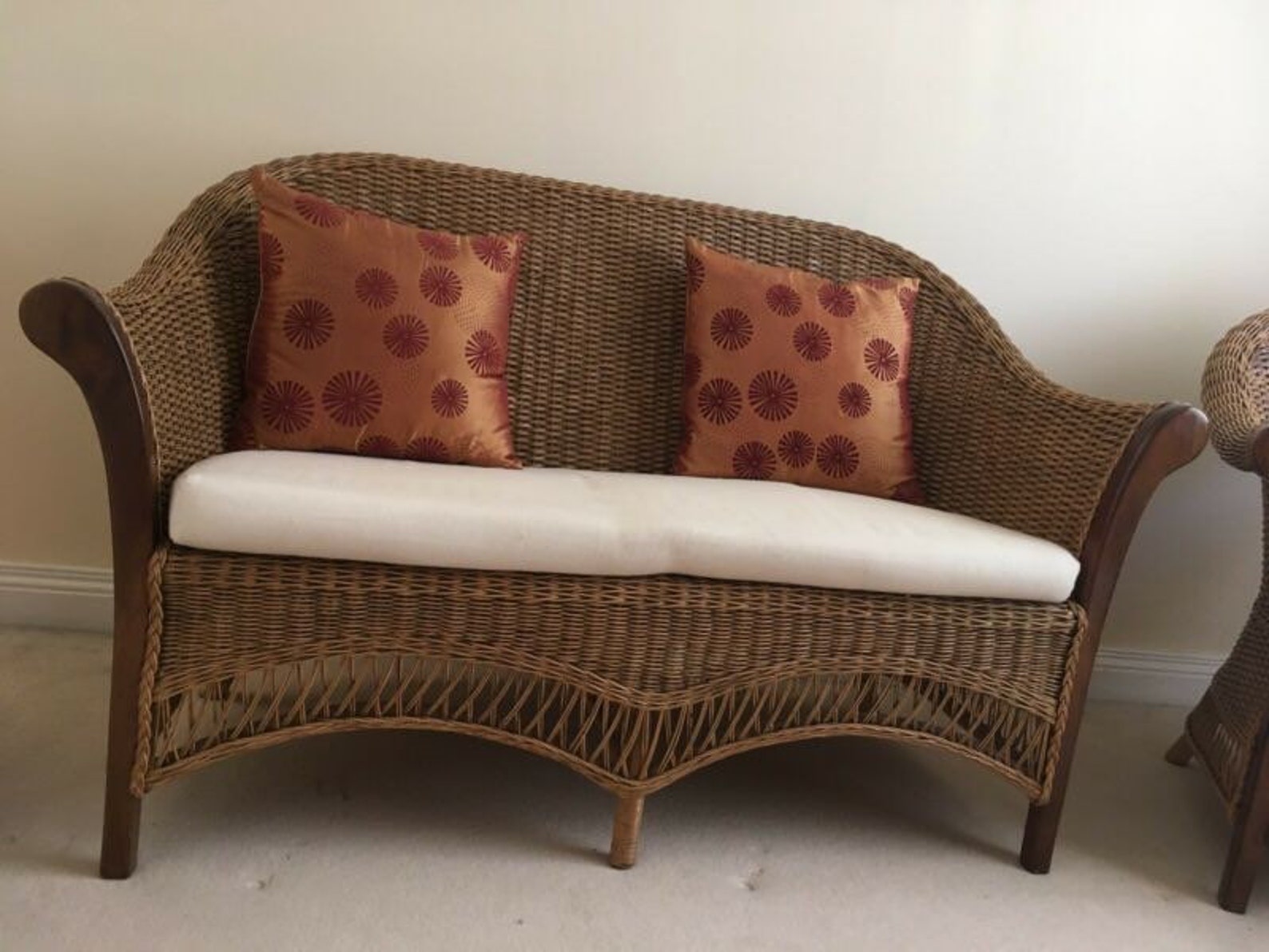 Cane Sofa Set With Cushion rarely Used Pickup Only Etsy