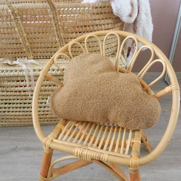 Coussin nuage en tissu bouclette - camel