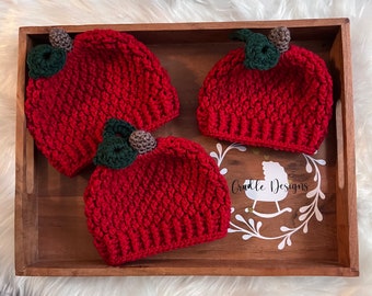 Crochet Apple Hat, Sizes 0-3 Months to Adult, Made to Order