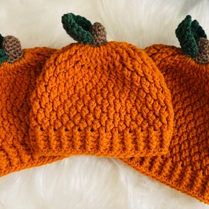 Gorro/Sombrero de calabaza, tallas de bebé a adulto, hecho a pedido.