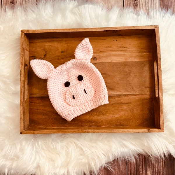 Pig hat, Sizes Newborn to Adult, Made to order