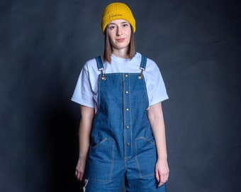 Baggy Blue Denim Overall Pants with Adjustable Straps and Pockets, Unisex Workwear Clothes, Streetwear Apparel, Stylish Workwear Salopette