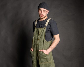 Brooklyn Street Style salopette Baggy Green Heavy Duty Overall Pants Urban Style handcrafted Unisex Workwear Clothes Streetwear Salopette