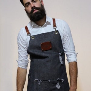 Barber Apron Water & Chemical Resistant, Crossback, Zip Pocket