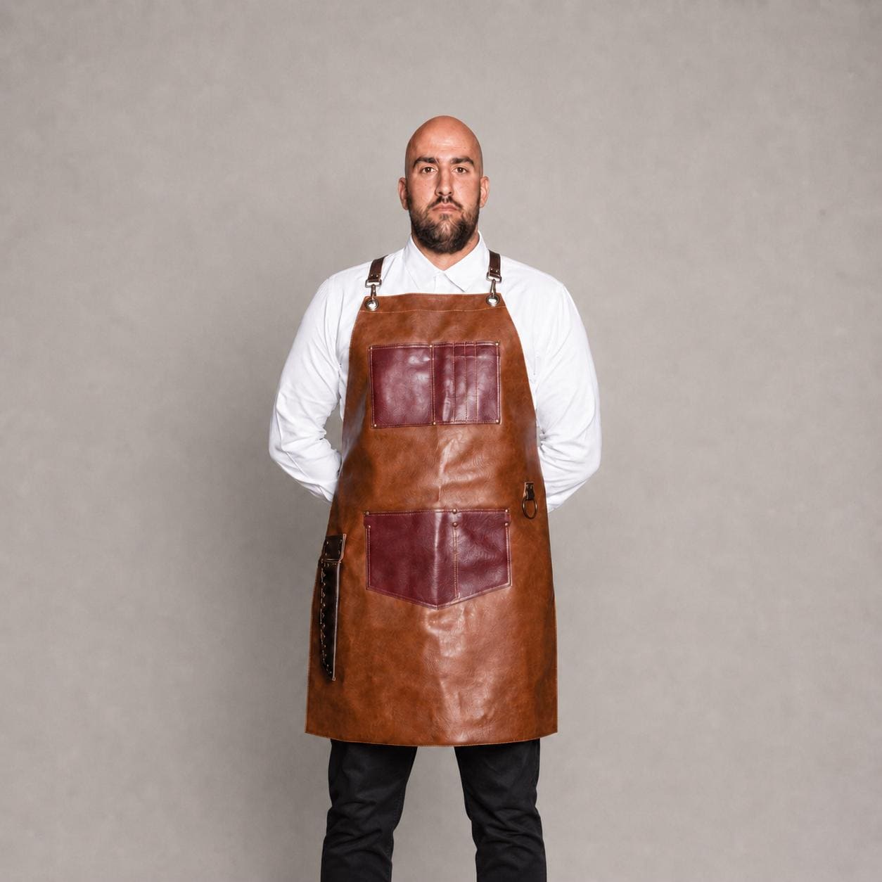 Personalized Leather Butcher Apron, Custom Logo BBQ Apron, Cross