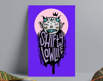 Shifty Lowlife Creature Art Print, Occult Illustration Design, Wall Decor