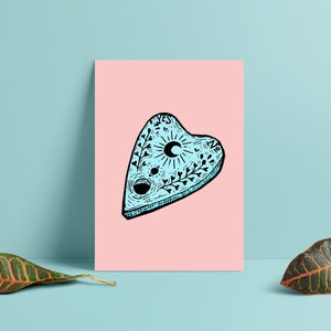 Ouija Board Planchette Kunstdruck, Okkult Illustration Design, Wanddeko