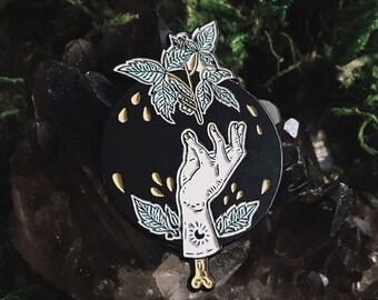 Hedera Ivy Plant Hand Soft Enamel Pin, Botanical Ivy Hand Lapel Pin