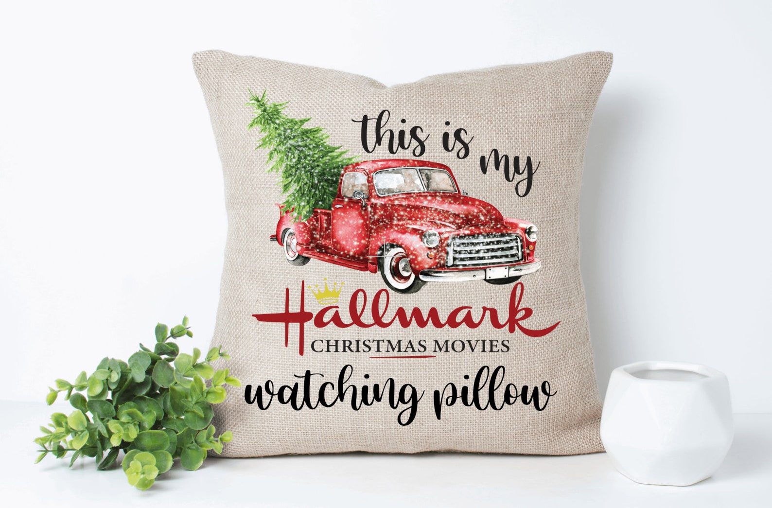 Hallmark watching Pillow Christmas Pillow Holiday Pillow Etsy