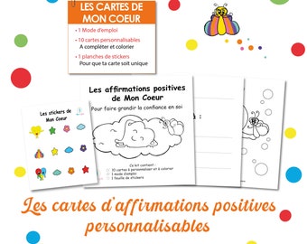 Cartes d'affirmations positives personnalisables à colorier