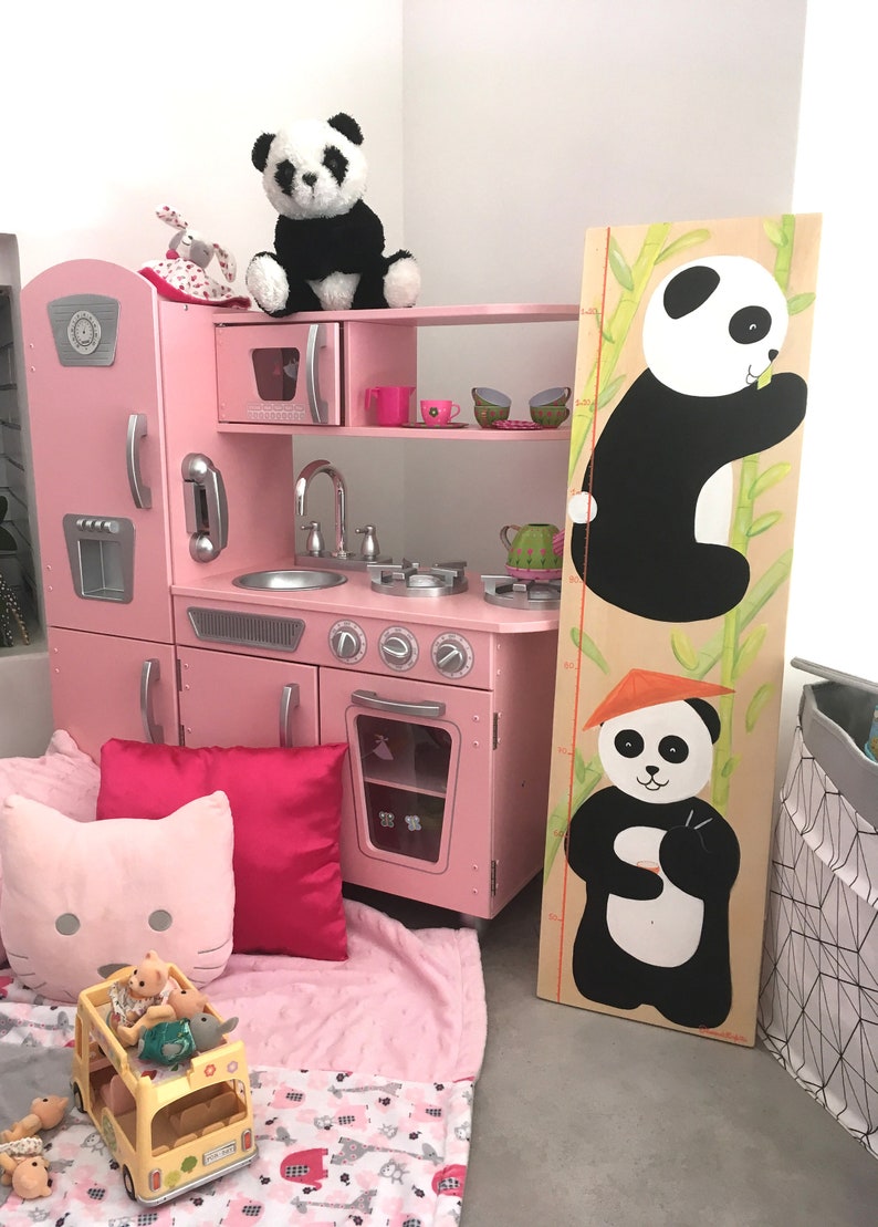 Hand Painted Wooden Panda Toise Wall Decoration Baby Room Etsy