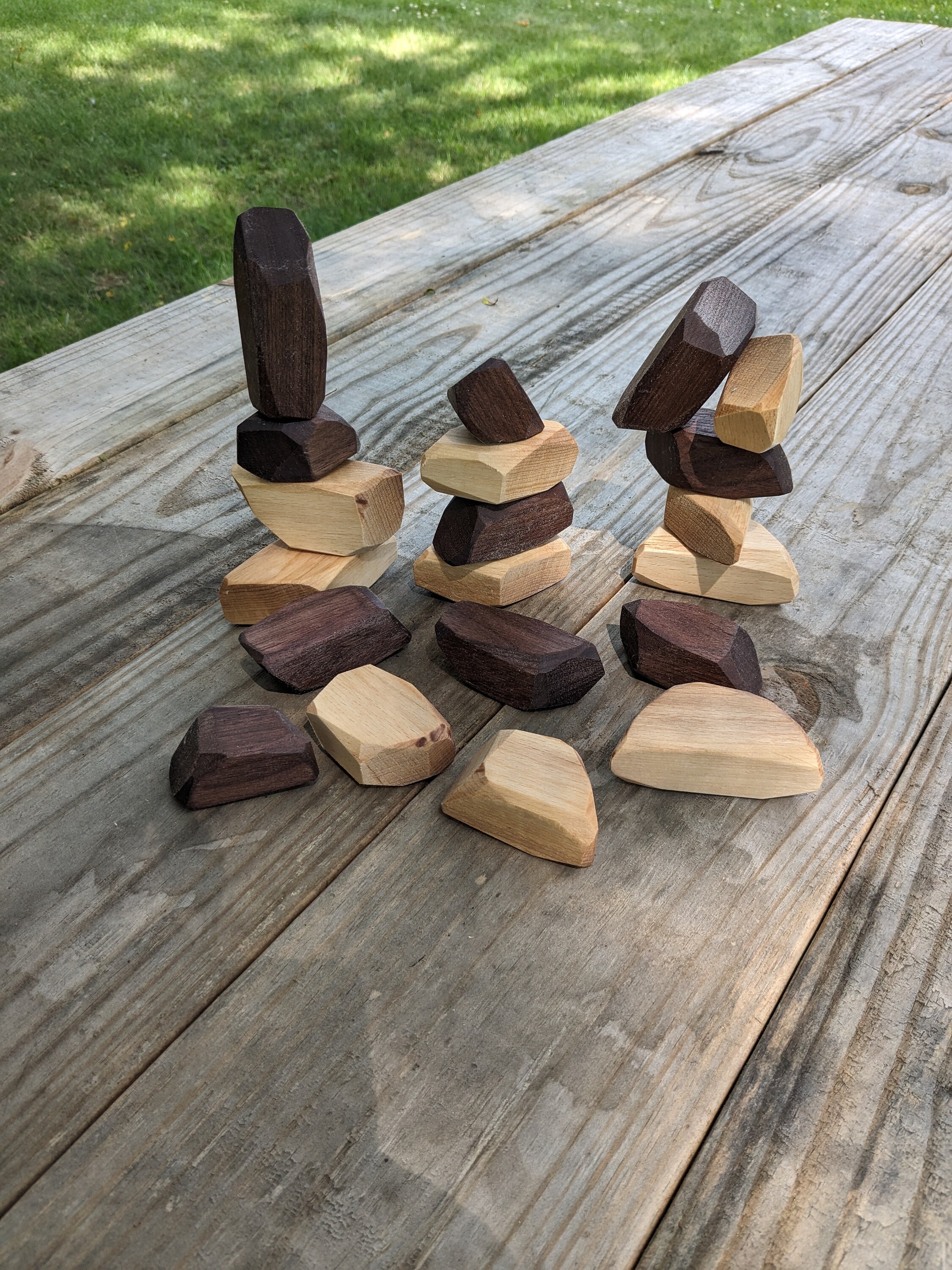 Rock Blocks Wooden Stacking Blocks Montessori Toy Modern Home Decor - Etsy