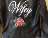 Hand Painted Leather Wifey Jacket