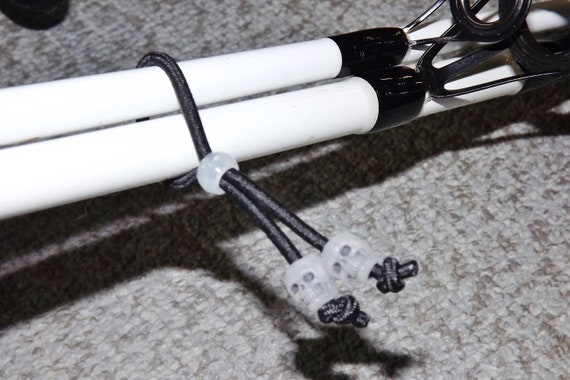 Skull Fishing Rod Ties Glow in the Dark Pack of 2 Adjustable Rod Ties One  to Wrap Around Each End 