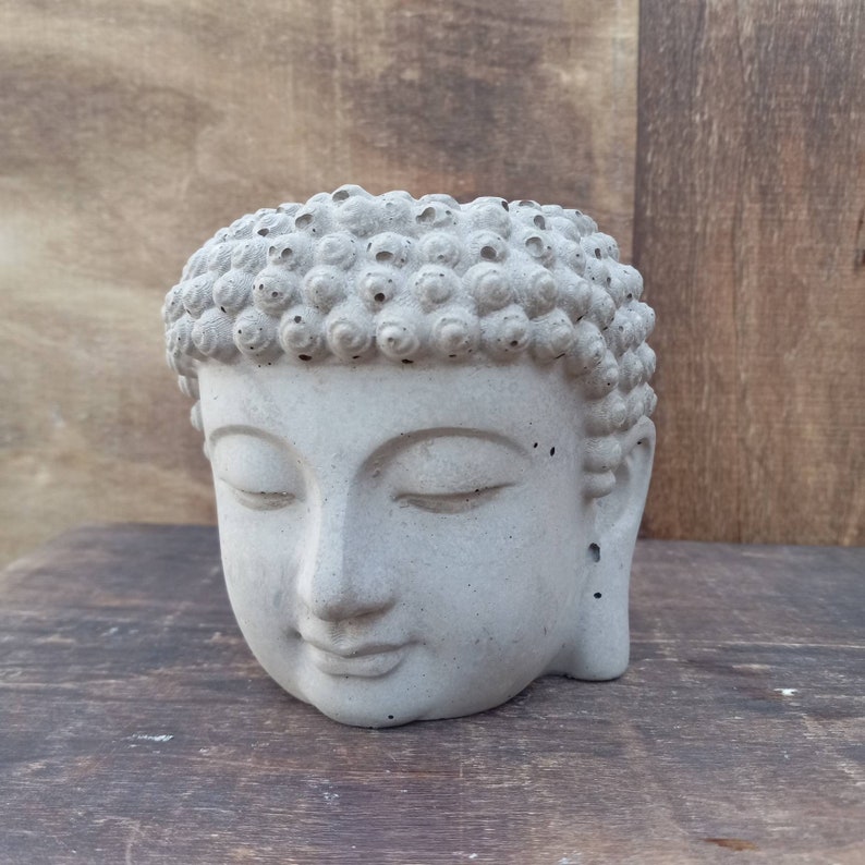 Concrete Buddha Head Planters & Pots for Succulents Etsy