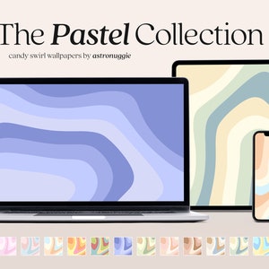 Pastel Desktop Wallpaper | Abstract Minimalist Computer/PC/Macbook/Laptop/Windows Background w/ Wave Design | Digital Instant Download