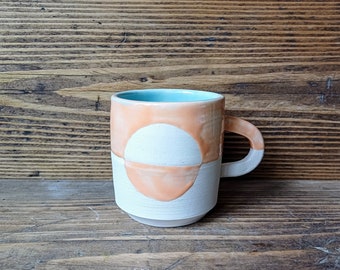 Mini Moon Mug: tangerine One of a kind, handmade, ceramic mini mug. Made in Worthing, England