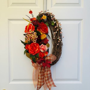 Fall floral grapevine wreath