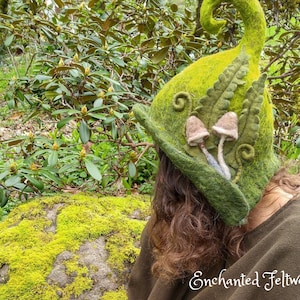 Felt Hat ~ Mushroom Hat, Custom Hat, Cottagecore Witch Hat, Fairycore Clothing, Festival Clothing, Pixie Hat, Wool Hat