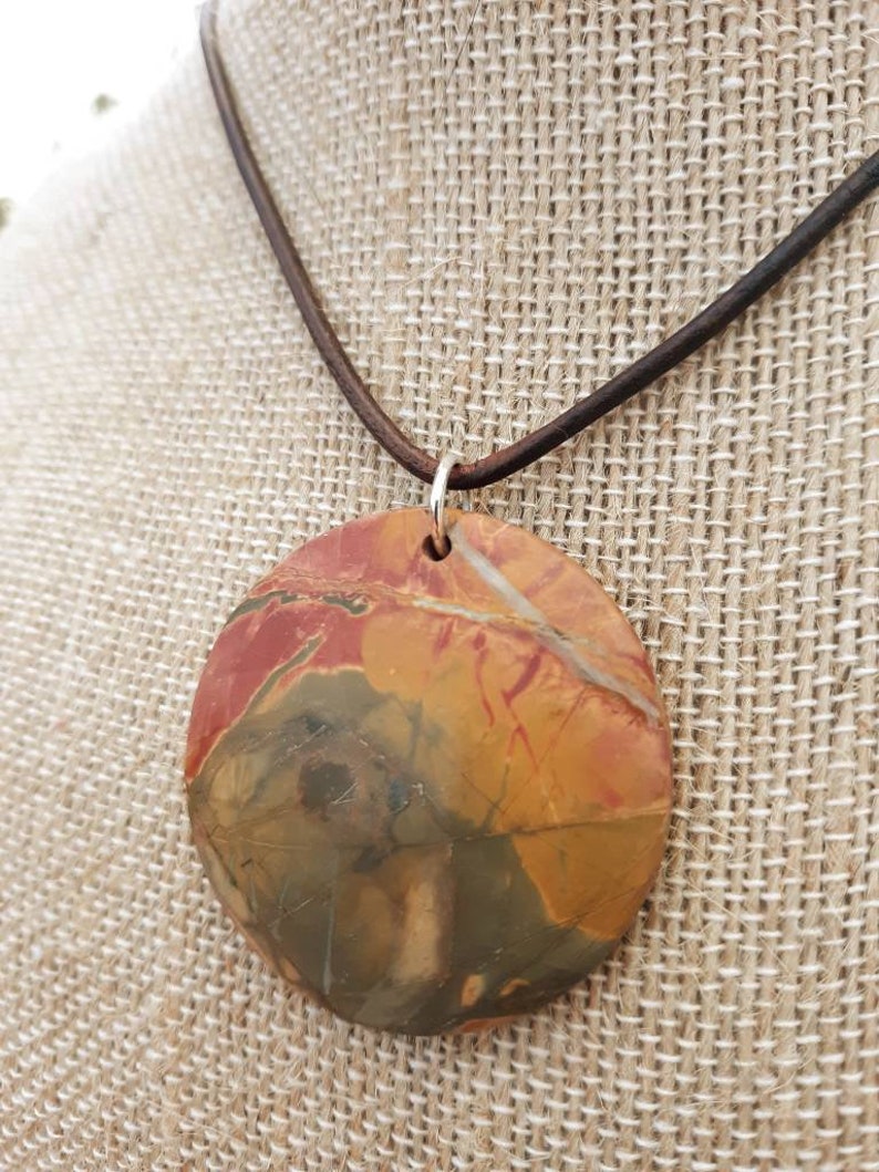 elven pendant Handmade leather pendant gift for her gift for him leather jewelry hand tooled leather unique gift gemstone pendant