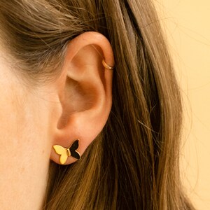 Simple 18K Gold Plated Butterfly Stud Earrings - Spring Summer Everyday Fairy Post Earrings - Cute Studs for Women - Gift Ideas for Her