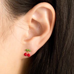 Fruit Stud Earrings - Cute Cherry Watermelon Pineapple Studs - Adorable Everyday Color Post Jewelry - Small Fruits Earring for Women for Her