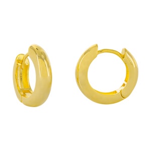 Classic 18K Gold Plated Hoop Earrings Simple Chunky Clicker Hoops Everyday Geometric Round Loops for Her Jewelry Gift Ideas for Women image 4