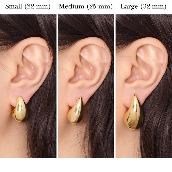 18K Gold Plated Chunky Tear Drop Earrings - Bottega Lobe Post - Statement Dupe Teardrop Dome Earrings - Gift Ideas for Women - for Her