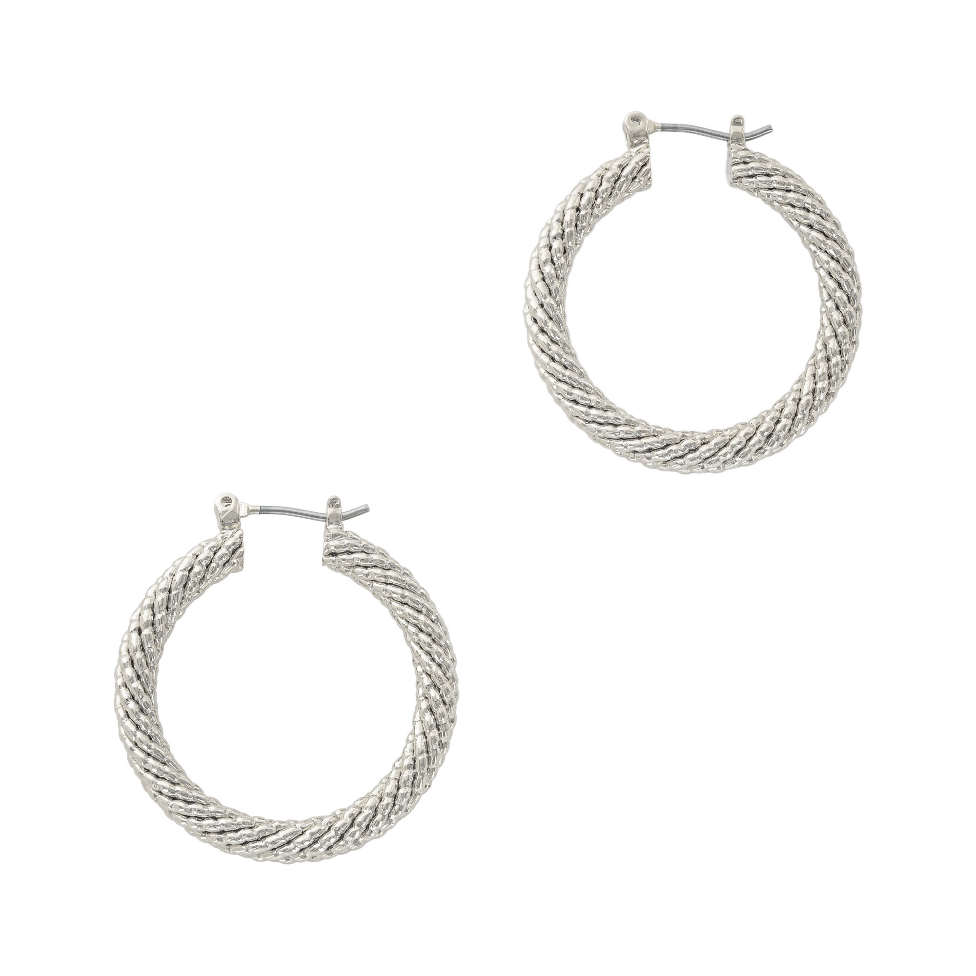 Textured Twist Hoop Earrings Everyday Gold Plated or Rhodium - Etsy