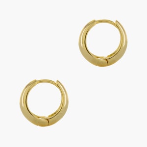 Tapered Huggie Hoop Earrings Plain Gold Huggies Gold Plated Taper Hoops Sleeper Hoops Small Crescent Hoop Earrings image 8