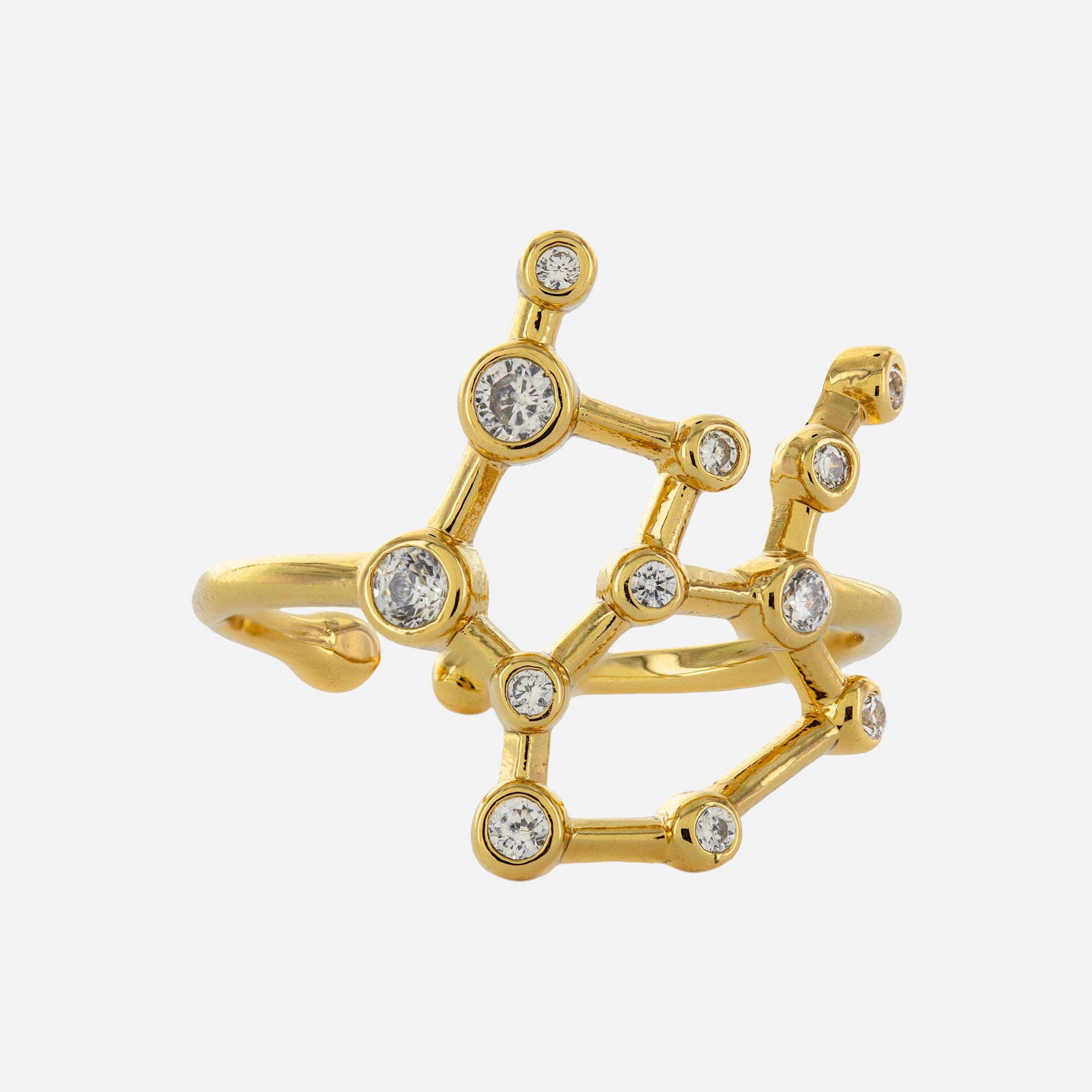 Adjustable Zodiac Ring - 18K Gold Plated Constellation Statement Ring ...