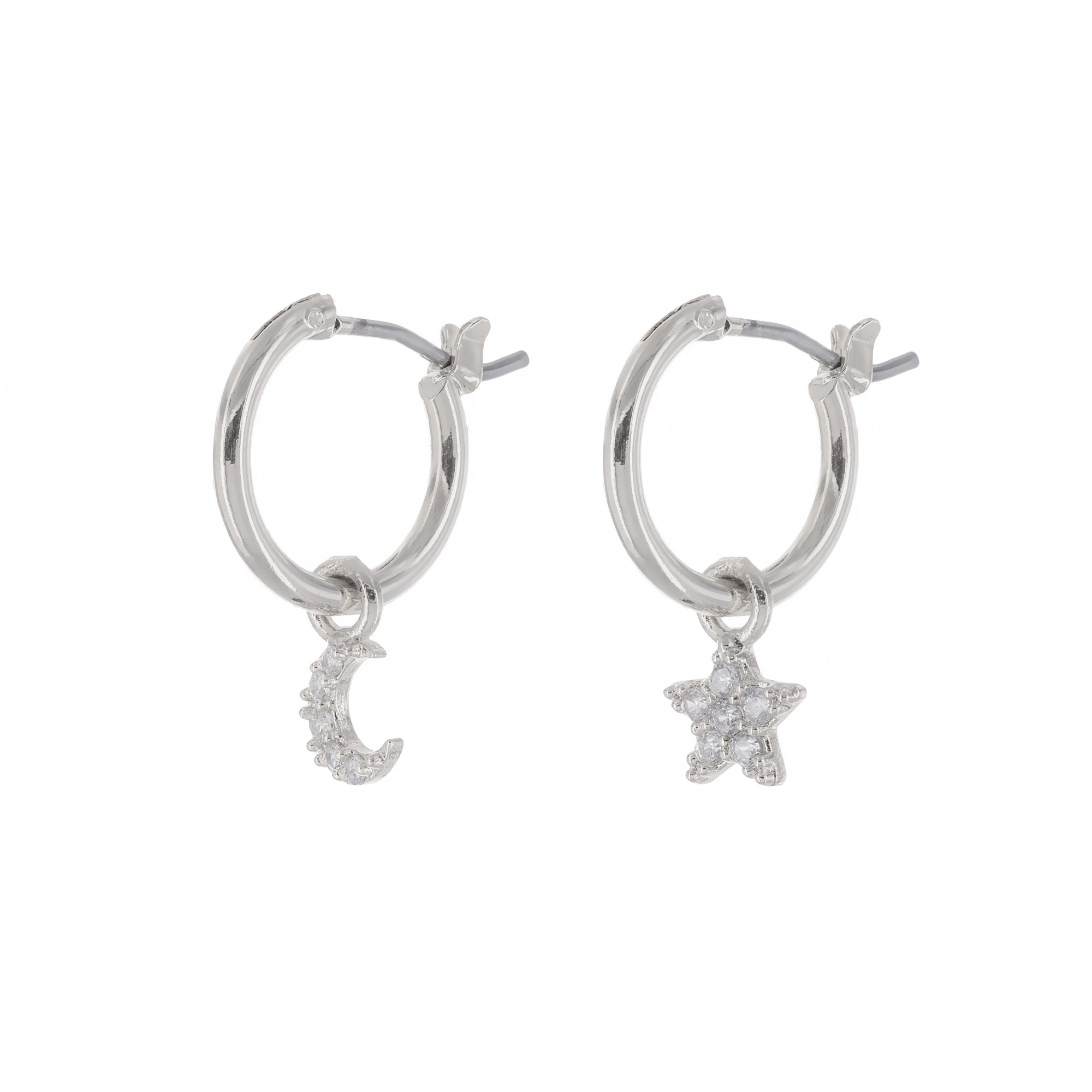 Star & Moon Charm Hoop Earrings - Gold main image 1