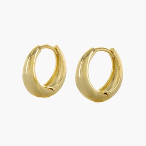 Tapered Huggie Hoop Earrings Plain Gold Huggies Gold Plated Taper Hoops Sleeper Hoops Small Crescent Hoop Earrings image 3