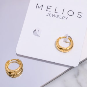 Tapered Huggie Hoop Earrings Plain Gold Huggies Gold Plated Taper Hoops Sleeper Hoops Small Crescent Hoop Earrings image 2