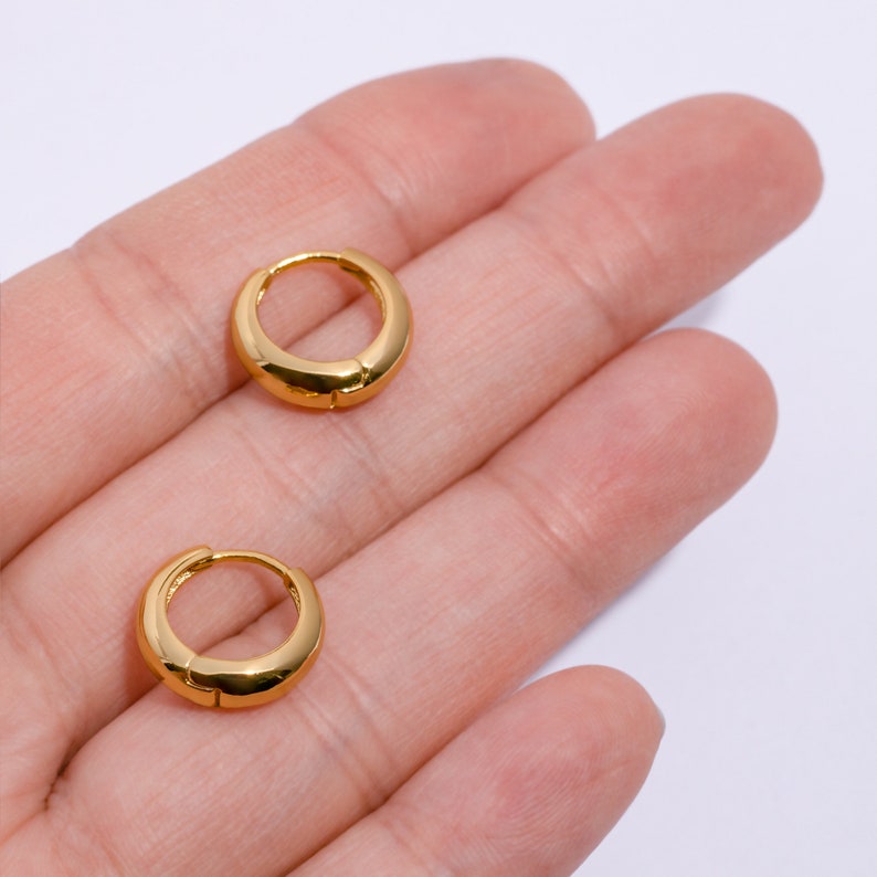 Tapered Huggie Hoop Earrings Plain Gold Huggies Gold Plated Taper Hoops Sleeper Hoops Small Crescent Hoop Earrings image 6