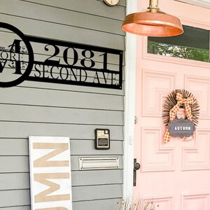 Monogram Address Sign for House | Custom Horizontal Rustic Metal ...