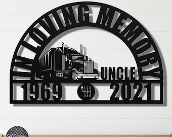 Truck Driver Sympathy Gift Loss of Father Gift | Trucker Dad Bereavement Gift | Memorial Garden Plaque | Father Grave Decorations for Dad