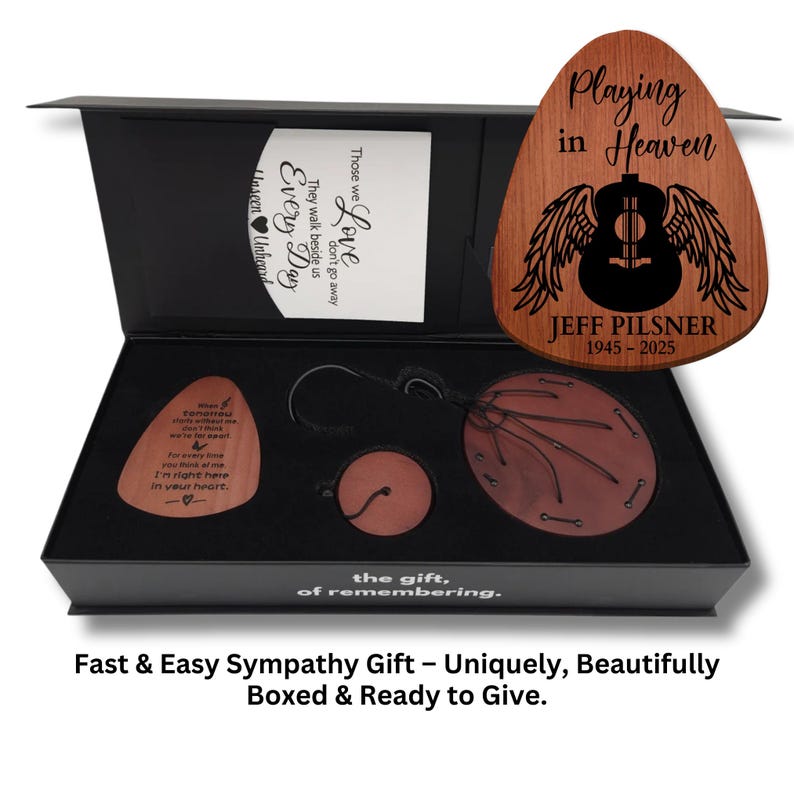 Personalized Acoustic Guitar Wind Chime Memorial Comfort Gift Box Loss of Guitar Player Sympathy Gift Fathers Day Memorial Care Package